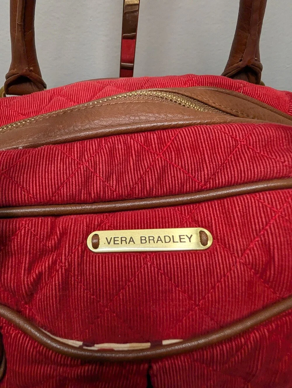 Vera Bradley Canyon Collection Red Corduroy Purse Satchel